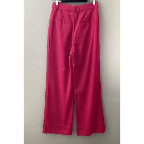 Olia Pleated Wide Leg Satin Trousers - Pink Fuchsia - Medium - Picture 7 of 7